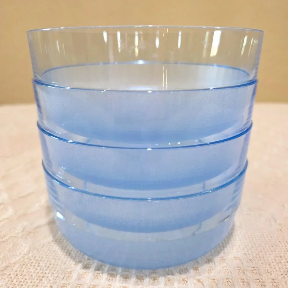 Authentic Tupperware Preludio Transparent Blue Acrylic Cereal Soup Bowls 2108